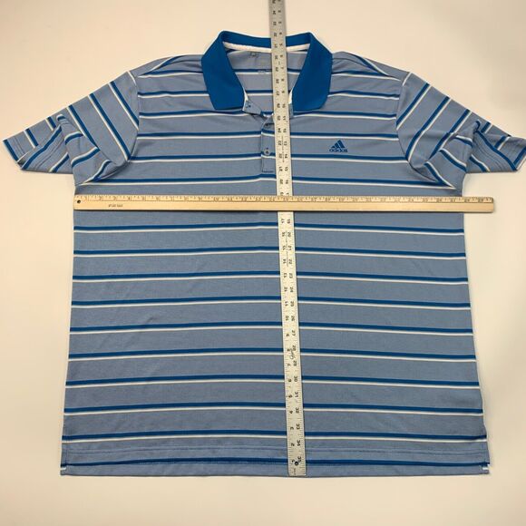 Adidas Polo Shirt Mens 2XL Blue White Striped Moisture Wick Performance Golf - Picture 5 of 10